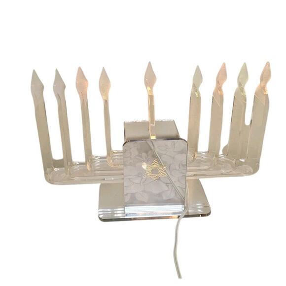 Mid Century Modern Hanukkah Menorah Acrylic Lucite Lamp Vintage Retro Chanukah - Picture 4 of 5